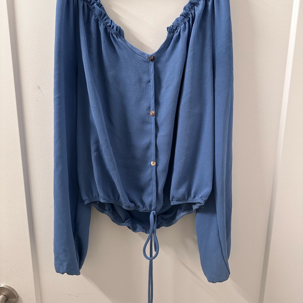 Women's Blue Button-Up Top